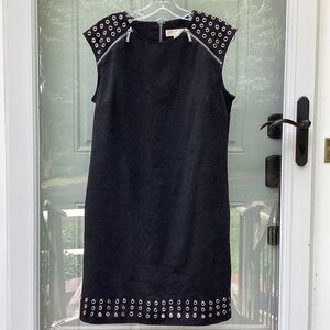 Michael Kors dress, charcoal gray, metal circular designs. Size 12